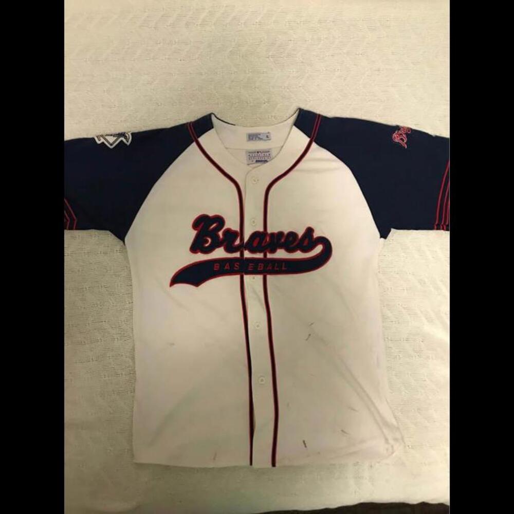 Vintage Starter MLB Atlanta Braves Baseball Jersey XL Cream Sewn